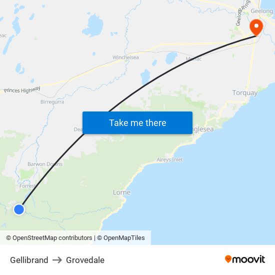 Gellibrand to Grovedale map