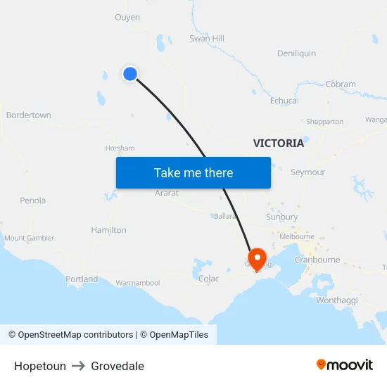 Hopetoun to Grovedale map