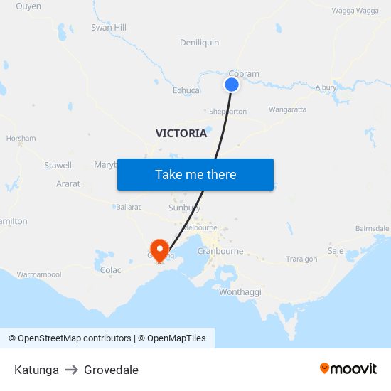 Katunga to Grovedale map