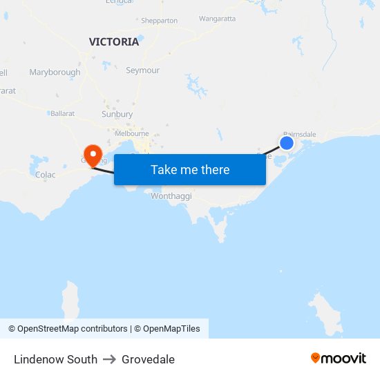 Lindenow South to Grovedale map