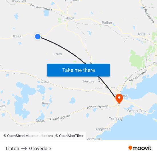 Linton to Grovedale map