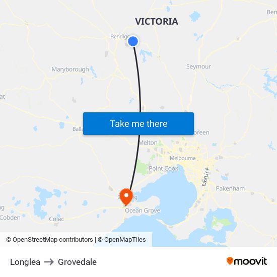 Longlea to Grovedale map