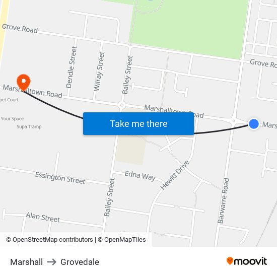 Marshall to Grovedale map