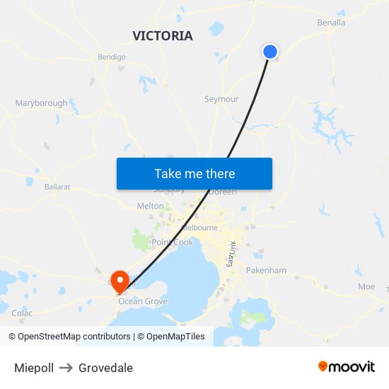 Miepoll to Grovedale map