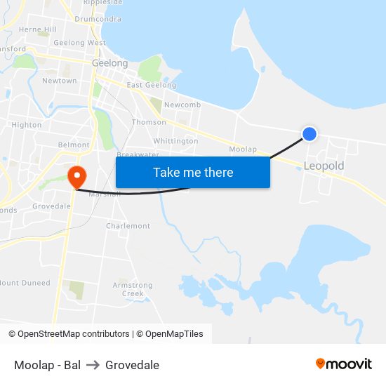 Moolap - Bal to Grovedale map