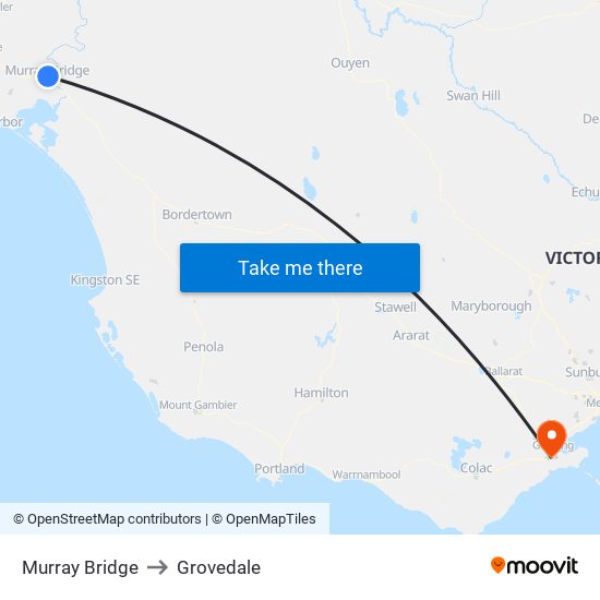 Murray Bridge to Grovedale map