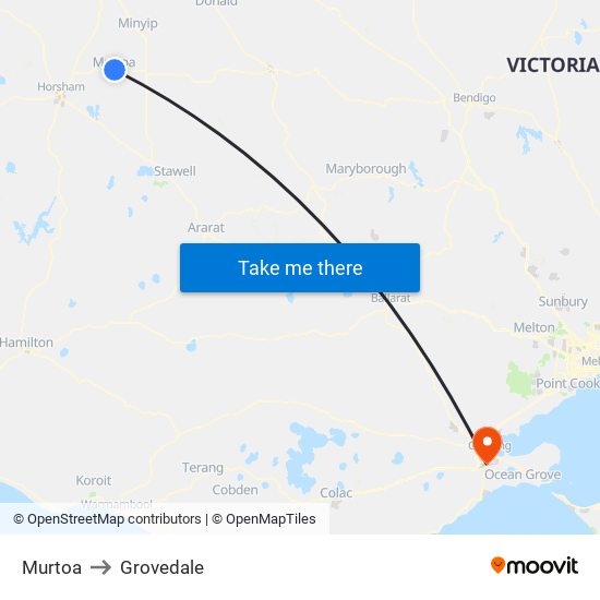 Murtoa to Grovedale map