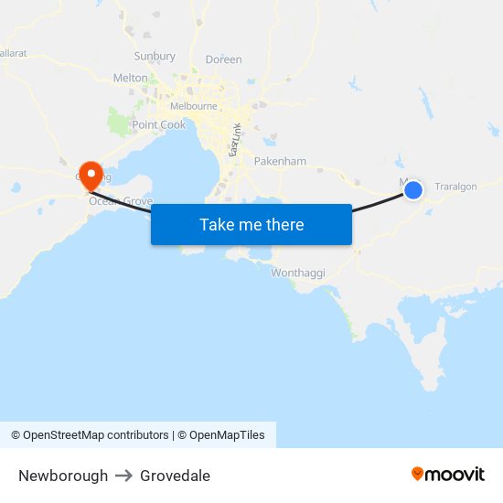 Newborough to Grovedale map