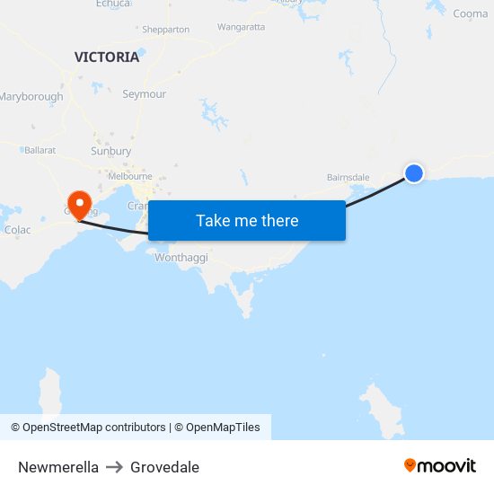 Newmerella to Grovedale map