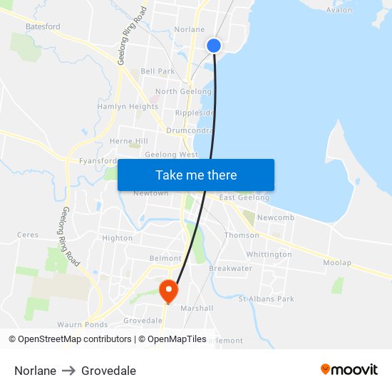 Norlane to Grovedale map