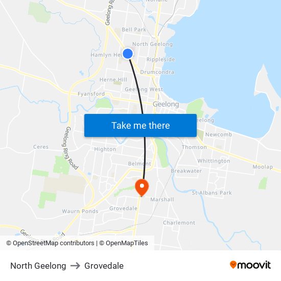 North Geelong to Grovedale map