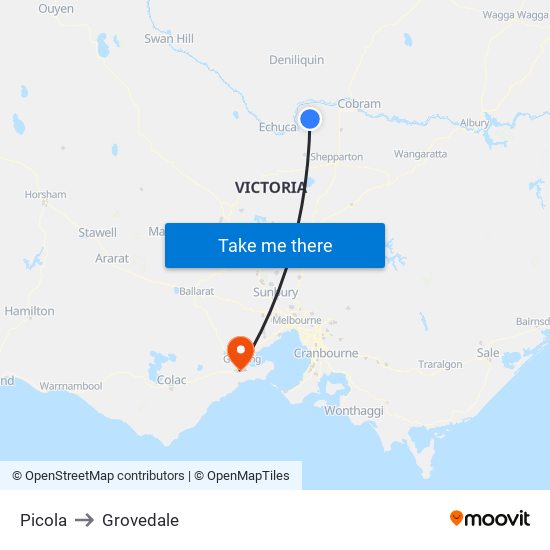 Picola to Grovedale map