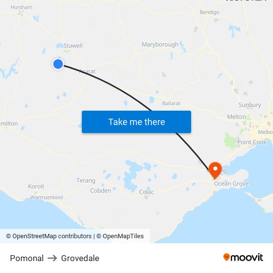 Pomonal to Grovedale map