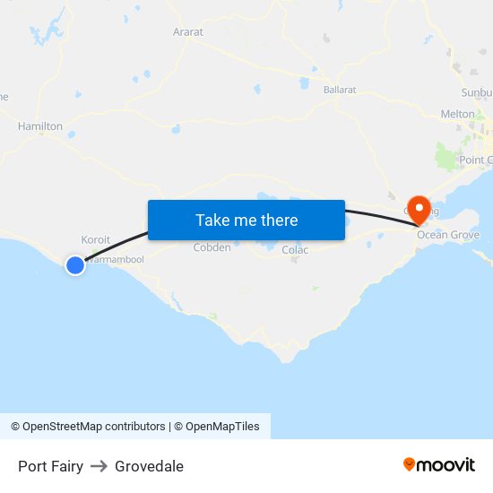 Port Fairy to Grovedale map