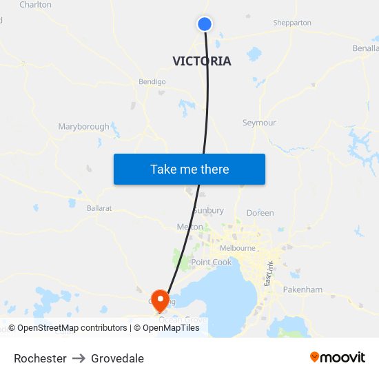 Rochester to Grovedale map