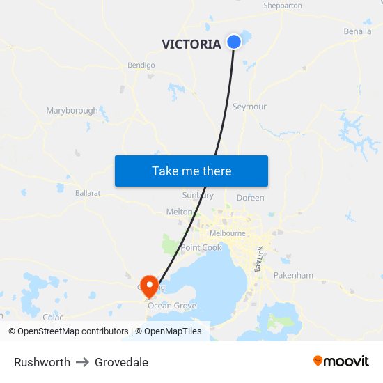 Rushworth to Grovedale map