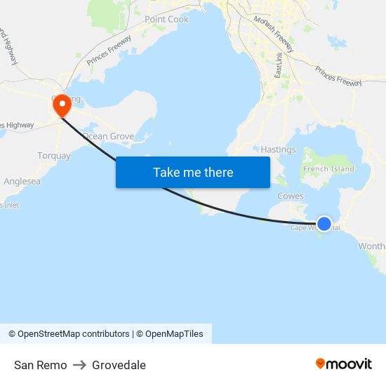 San Remo to Grovedale map