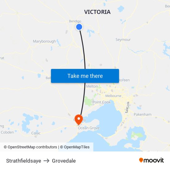 Strathfieldsaye to Grovedale map