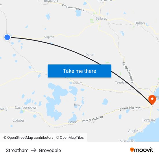 Streatham to Grovedale map