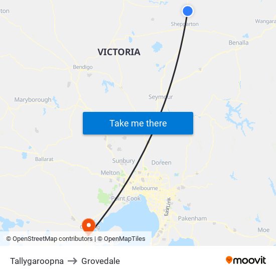 Tallygaroopna to Grovedale map