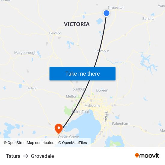 Tatura to Grovedale map