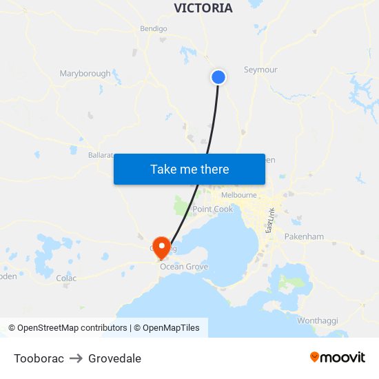 Tooborac to Grovedale map