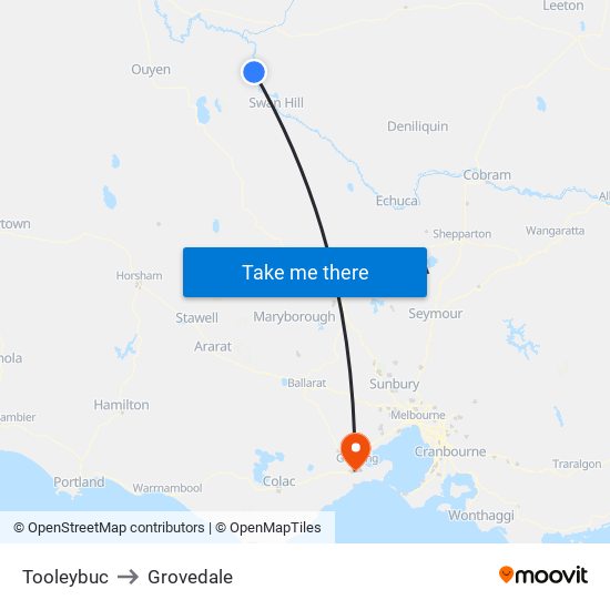 Tooleybuc to Grovedale map