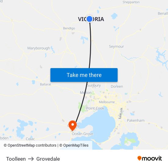 Toolleen to Grovedale map