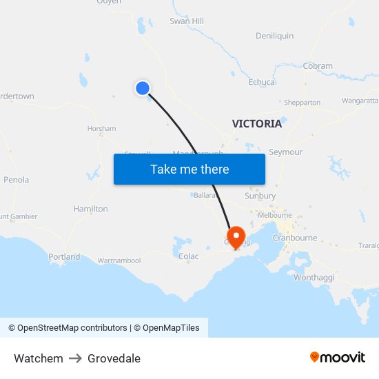 Watchem to Grovedale map