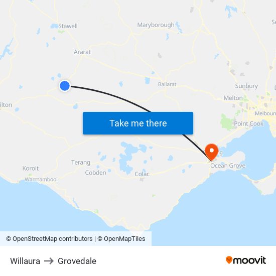 Willaura to Grovedale map