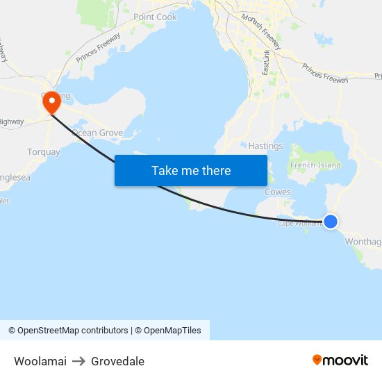 Woolamai to Grovedale map