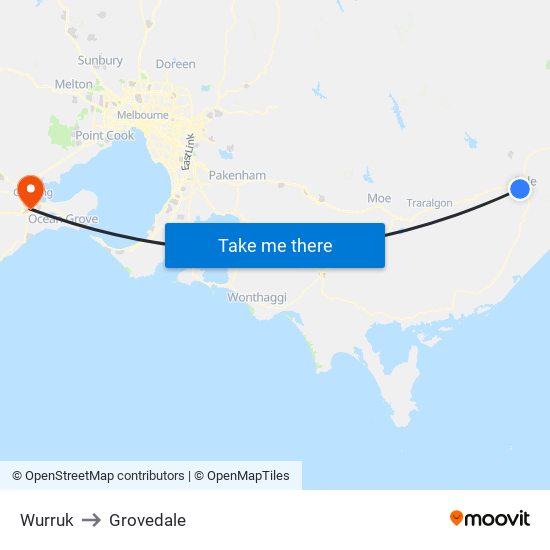 Wurruk to Grovedale map