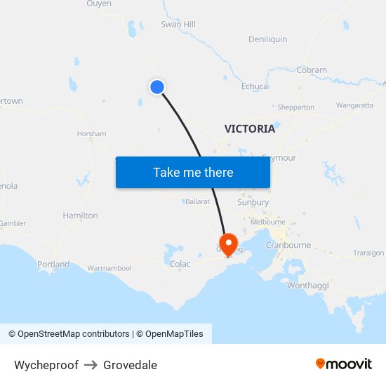 Wycheproof to Grovedale map