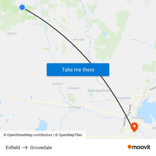 Enfield to Grovedale map