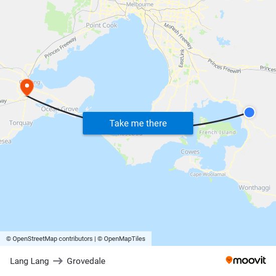 Lang Lang to Grovedale map