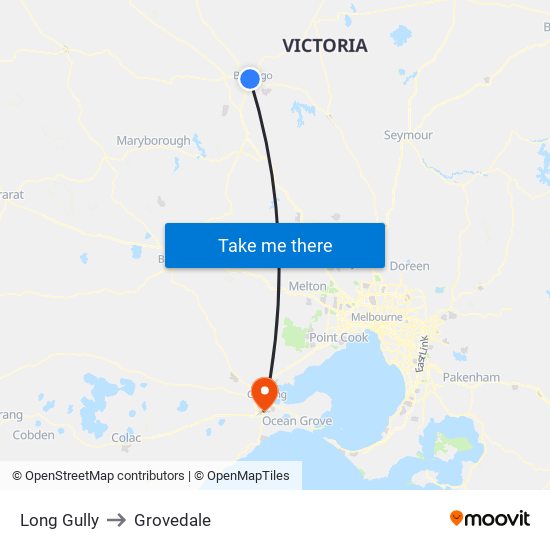 Long Gully to Grovedale map