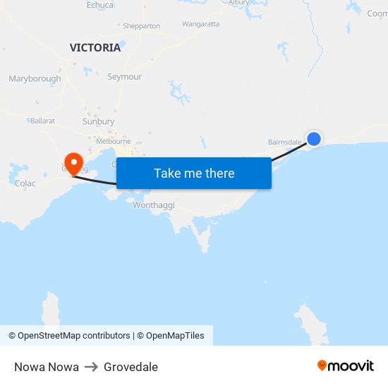 Nowa Nowa to Grovedale map