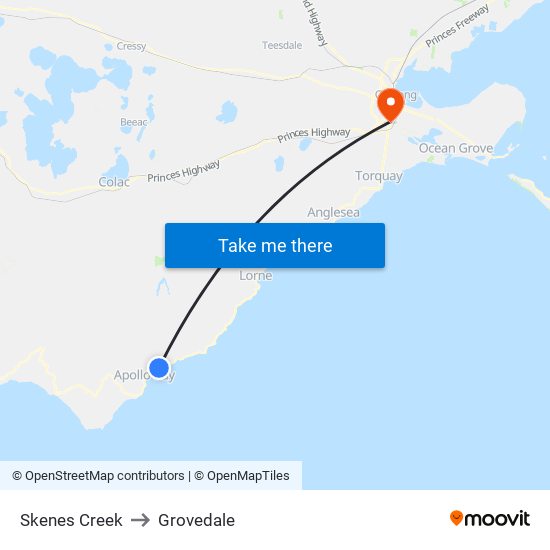 Skenes Creek to Grovedale map