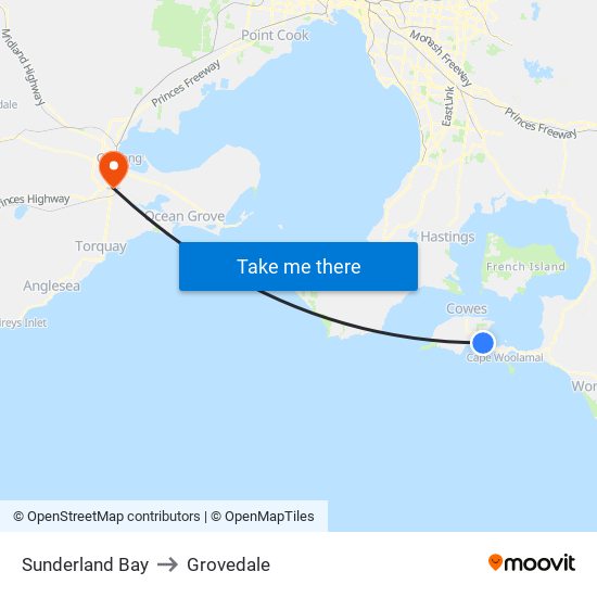 Sunderland Bay to Grovedale map