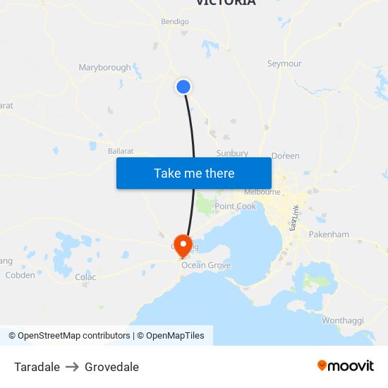 Taradale to Grovedale map