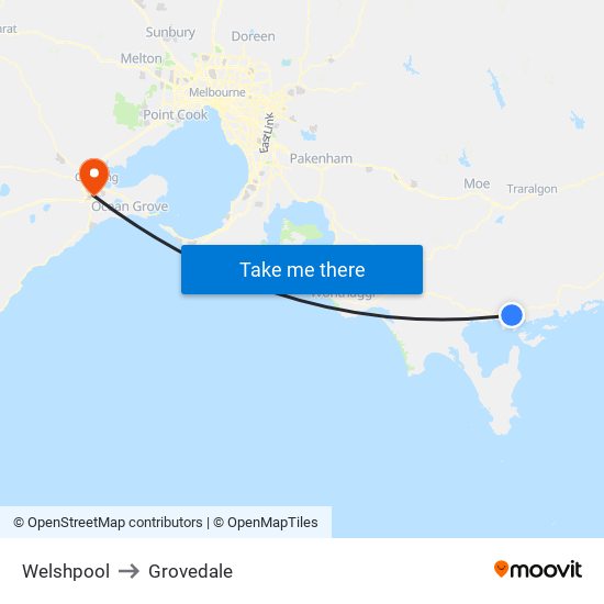 Welshpool to Grovedale map