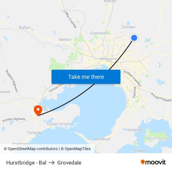 Hurstbridge - Bal to Grovedale map