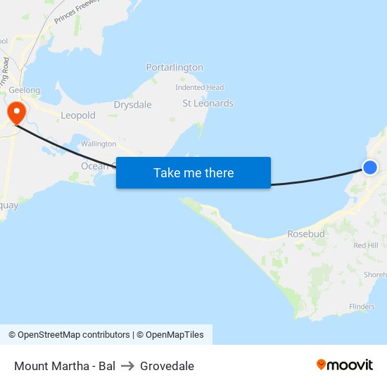 Mount Martha - Bal to Grovedale map