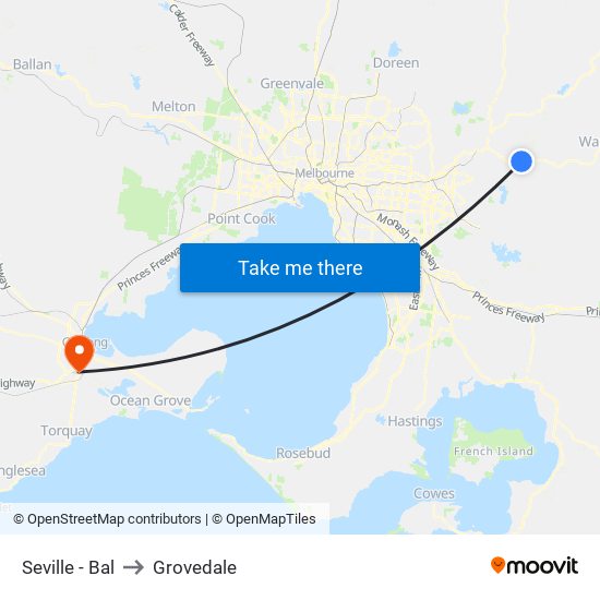 Seville - Bal to Grovedale map