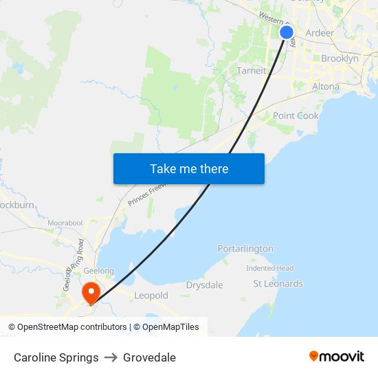 Caroline Springs to Grovedale map