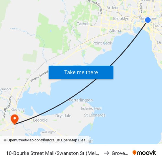 10-Bourke Street Mall/Swanston St (Melbourne City) to Grovedale map