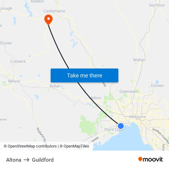 Altona to Guildford map