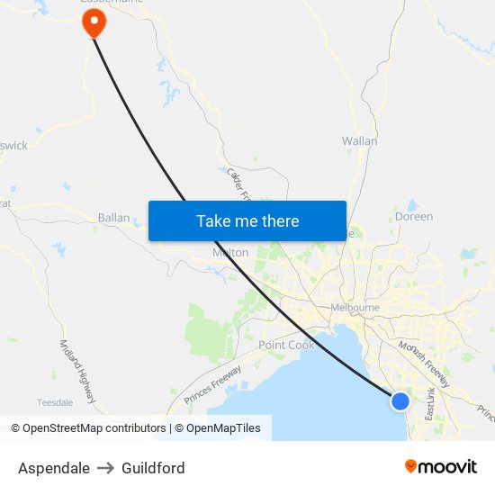 Aspendale to Guildford map