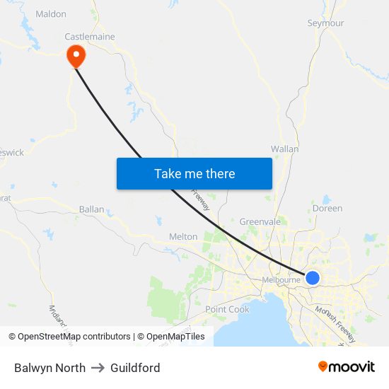 Balwyn North to Guildford map