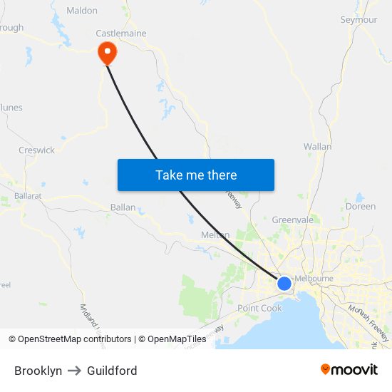 Brooklyn to Guildford map